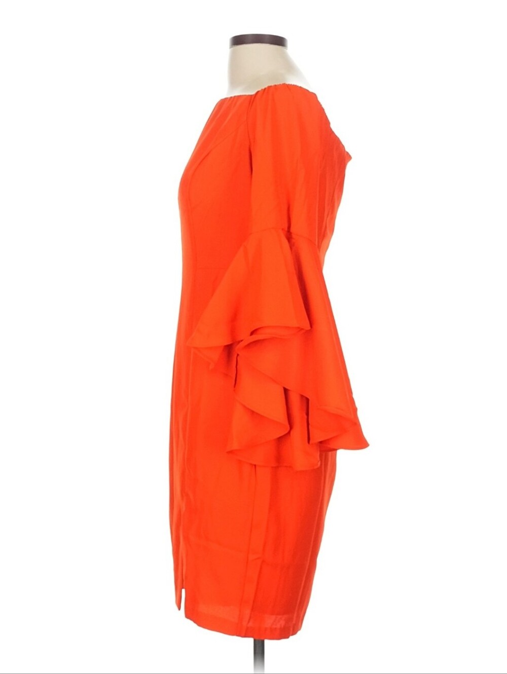 Venus Orange Ruffle-Sleeve Sheath Dress In Size 16 - Picture 4 of 9